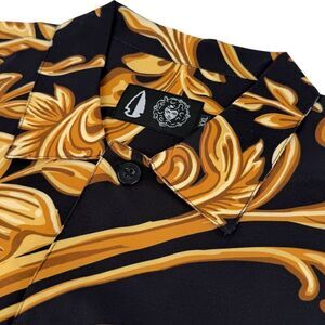 NEW Tachuntfish Men's The Mojito Baroque Floral Button Down Shirt Black/Gold XXL